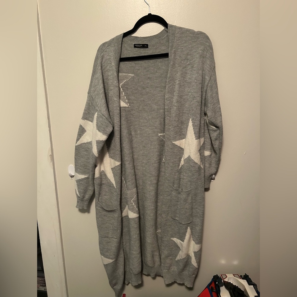 Gray Star Patterned Women's Cardigan - Picture 1 of 2
